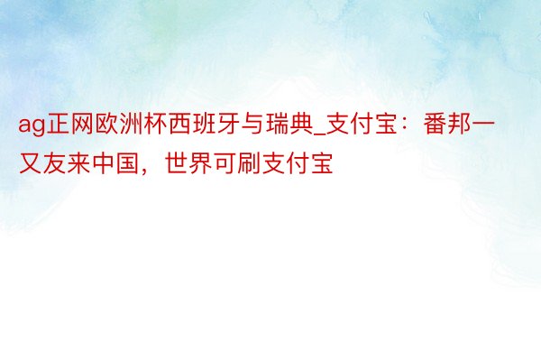 ag正网欧洲杯西班牙与瑞典_支付宝：番邦一又友来中国，世界可刷支付宝