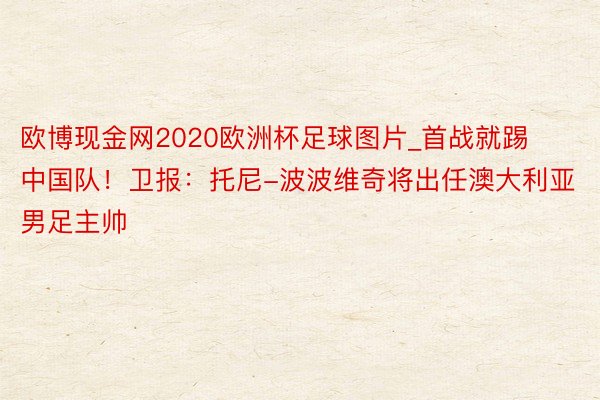 欧博现金网2020欧洲杯足球图片_首战就踢中国队！卫报：托尼-波波维奇将出任澳大利亚男足主帅